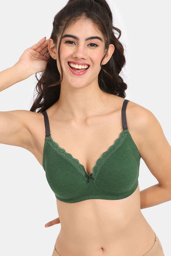 Buy Rosaline Rerooted Simplicity Padded Non Wired 3/4th Coverage T-Shirt Bra - Foilage Green